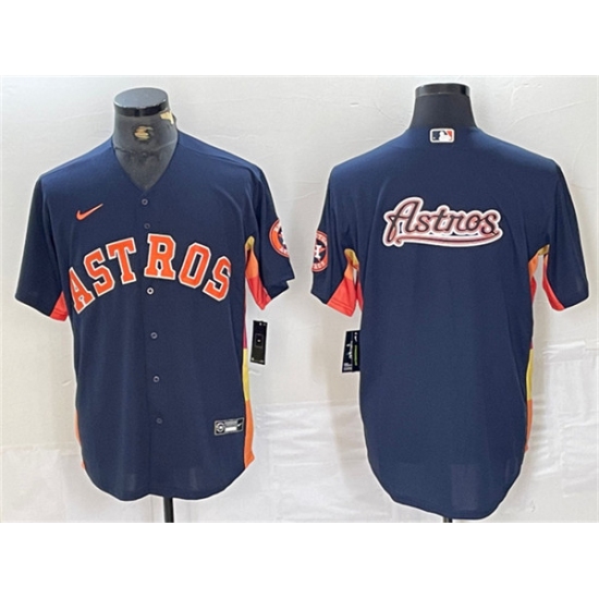 Men's Houston Astros Navy Team Big Logo With Cool Base Stitched Baseball Jerseys - Ujersey