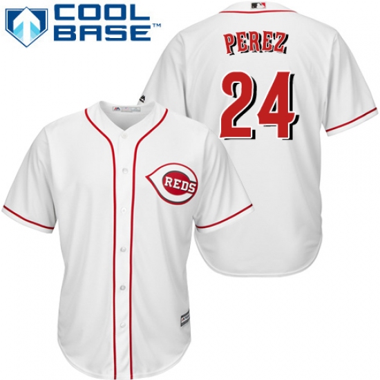 Youth Majestic Cincinnati Reds #24 Tony Perez Replica White Home Cool Base MLB Jersey - Ujersey