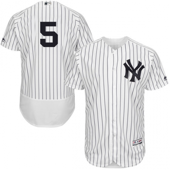 Men's Majestic New York Yankees #5 Joe DiMaggio White Home Flex Base Authentic Collection MLB Jersey - Ujersey