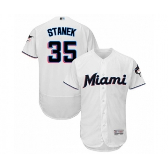 Men's Miami Marlins #35 Ryne Stanek White Home Flex Base Authentic Collection Baseball Player Jersey - Ujersey