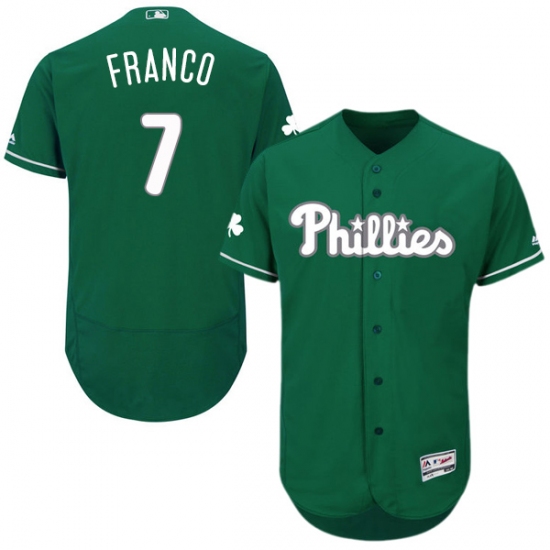 Men's Majestic Philadelphia Phillies #7 Maikel Franco Green Celtic Flexbase Authentic Collection MLB Jersey - Ujersey