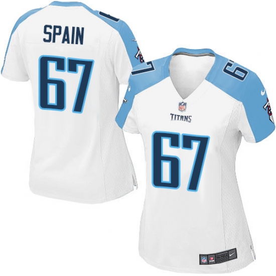 Women's Nike Tennessee Titans #67 Quinton Spain Game White NFL Jersey - Ujersey