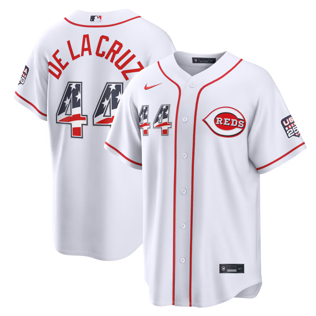 Men's Cincinnati Reds Elly De La Cruz Nike White USA 250 Fourth of July Home Stadium Jersey - Ujersey