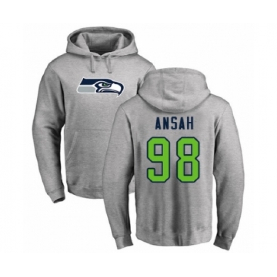 Football Seattle Seahawks #98 Ezekiel Ansah Ash Name & Number Logo Pullover Hoodie - Ujersey