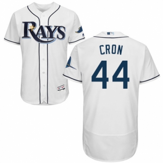 Men's Majestic Tampa Bay Rays #44 C. J. Cron Home White Home Flex Base Authentic Collection MLB Jersey - Ujersey