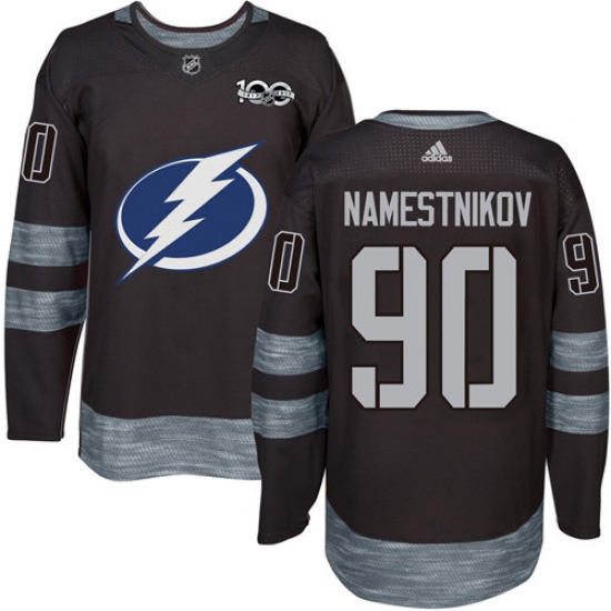 Men's Adidas Tampa Bay Lightning #90 Vladislav Namestnikov Authentic Black 1917-2017 100th Anniversary NHL Jersey - Ujersey