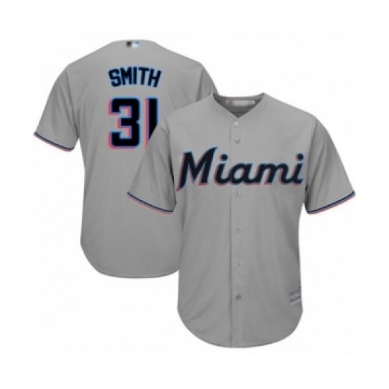 Youth Miami Marlins #31 Caleb Smith Authentic Grey Road Cool Base Baseball Player Jersey