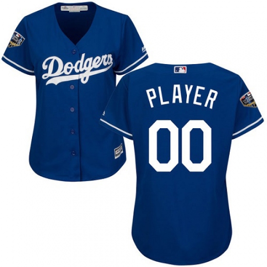 Women's Majestic Los Angeles Dodgers Customized Authentic Royal Blue Alternate Cool Base 2018 World Series MLB Jersey - Ujersey