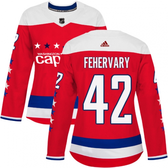 Women's Adidas Washington Capitals #42 Martin Fehervary Authentic Red Alternate NHL Jersey - Ujersey
