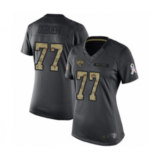 Women's Jacksonville Jaguars #77 Cedric Ogbuehi Limited Black 2016 Salute to Service Football Jersey - Ujersey