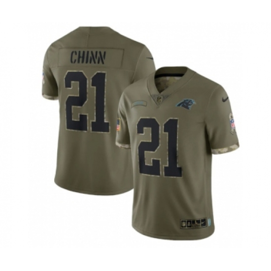 Men's Carolina Panthers #21 Jeremy Chinn 2022 Olive Salute To Service Limited Stitched Jersey - Ujersey