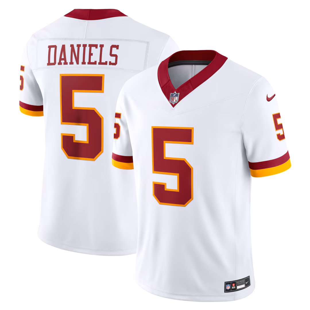 Men's Washington Commanders Jayden Daniels Nike White Vapor F.U.S.E. Stitched Limited Jersey