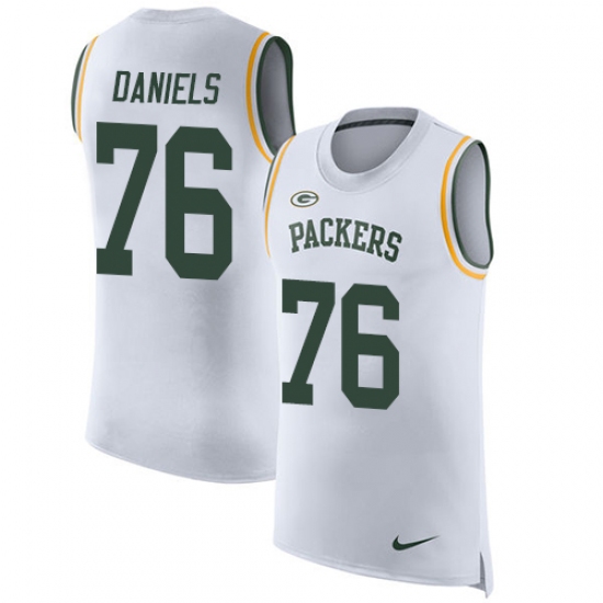 Men's Nike Green Bay Packers #76 Mike Daniels Limited White Rush Player Name & Number Tank Top NFL Jersey - Ujersey