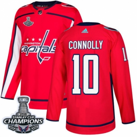 Men's Adidas Washington Capitals #10 Brett Connolly Premier Red Home 2018 Stanley Cup Final Champions NHL Jersey - Ujersey