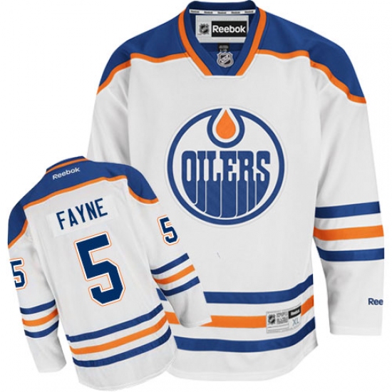 Youth Reebok Edmonton Oilers #5 Mark Fayne Authentic White Away NHL Jersey - Ujersey