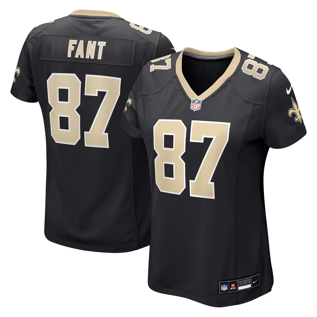 Women's New Orleans Saints Noah Fant Nike Black Team Game Jersey - Ujersey