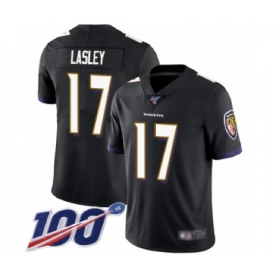 Men's Baltimore Ravens #17 Jordan Lasley Black Alternate Vapor Untouchable Limited Player 100th Season Football Jersey - Ujersey