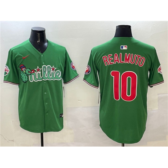 Men's Philadelphia Phillies #10 J.T. Realmuto Green Phanatic Limited Stitched Jersey - Ujersey