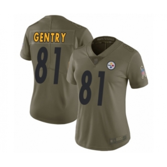 Women's Pittsburgh Steelers #81 Zach Gentry Limited Olive 2017 Salute to Service Football Jersey - Ujersey