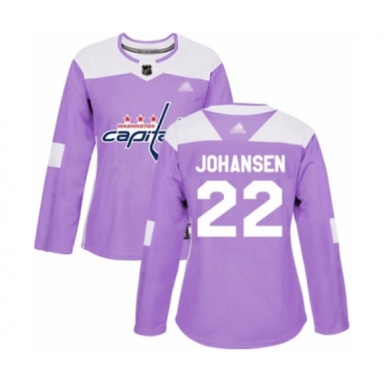 Women's Washington Capitals #22 Lucas Johansen Authentic Purple Fights Cancer Practice Hockey Jersey - Ujersey