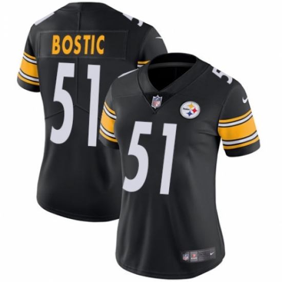 Women's Nike Pittsburgh Steelers #51 Jon Bostic Black Team Color Vapor Untouchable Limited Player NFL Jersey - Ujersey