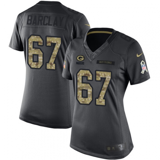 Women's Nike Green Bay Packers #67 Don Barclay Limited Black 2016 Salute to Service NFL Jersey - Ujersey