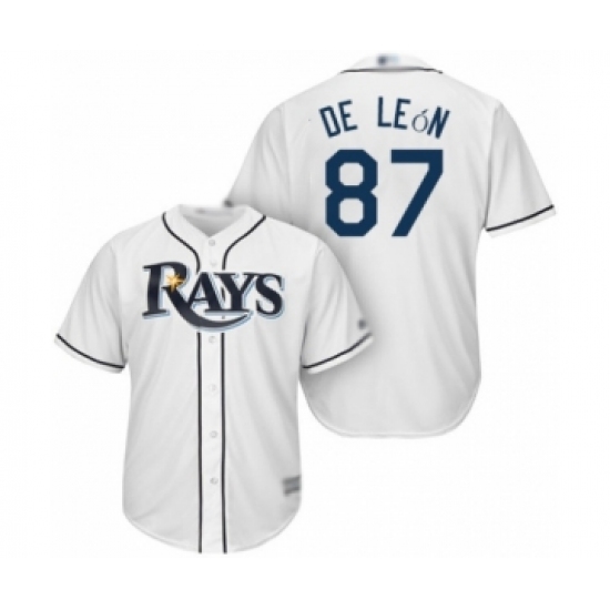 Youth Tampa Bay Rays #87 Jose De Leon Authentic White Home Cool Base Baseball Player Jersey - Ujersey