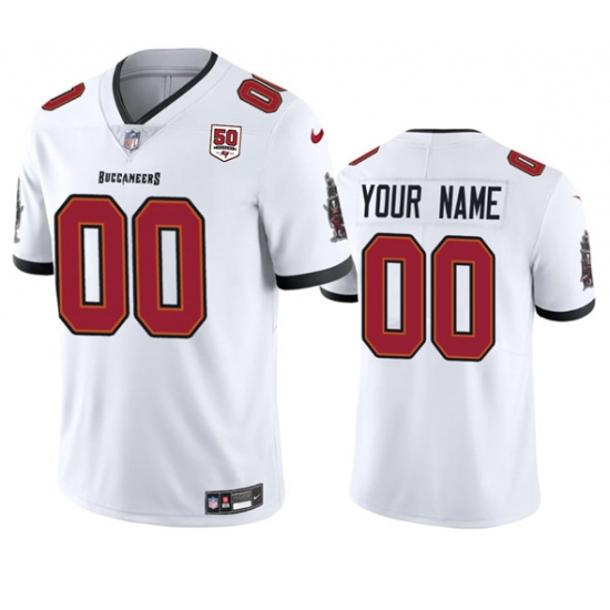 Men's Tampa Bay Buccaneers Active Player Custom White 2025 50th Anniversary Patch Vapor Untouchable Limited Football Stitched Jersey - Ujersey
