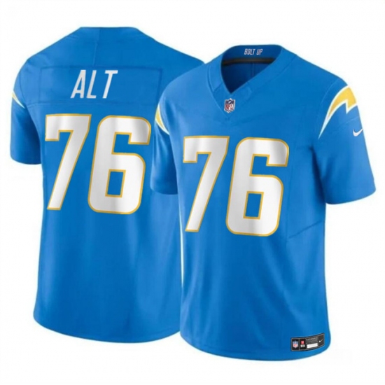Men's Los Angeles Chargers #76 Joe Alt Light Blue 2024 Draft F.U.S.E. Vapor Limited Football Stitched Jersey - Ujersey