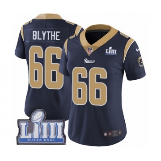 Women's Nike Los Angeles Rams #66 Austin Blythe Navy Blue Team Color Vapor Untouchable Limited Player Super Bowl LIII Bound NFL Jersey - Ujersey