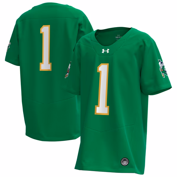 Youth Under Armour #1 Kelly Green Notre Dame Fighting Irish Alternate Irish Wear Green Replica Football Jersey - Ujersey