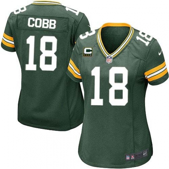 Women's Nike Green Bay Packers #18 Randall Cobb Elite Green Team Color C Patch NFL Jersey - Ujersey