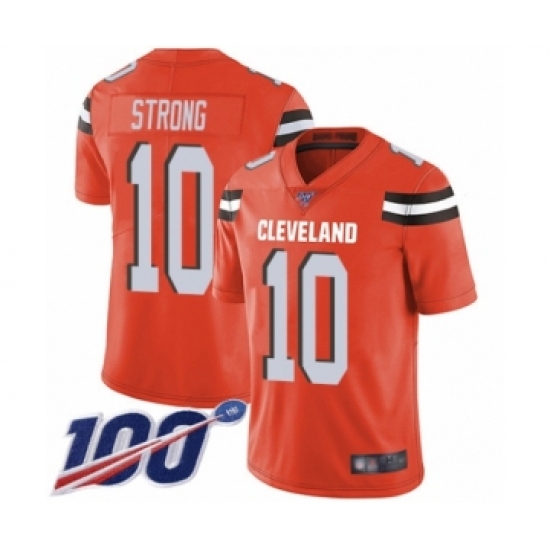Men's Cleveland Browns #10 Jaelen Strong Orange Alternate Vapor Untouchable Limited Player 100th Season Football Jersey - Ujersey