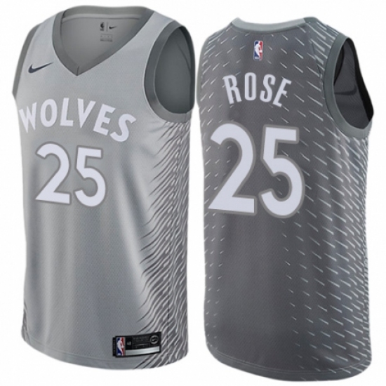 Men's Nike Minnesota Timberwolves #25 Derrick Rose Authentic Gray NBA Jersey - City Edition - Ujersey