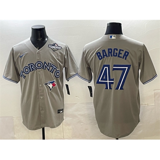Men's Toronto Blue Jays #47 Addison Barger Gray 2025 World Series Cool Base Stitched Baseball Jersey - Ujersey