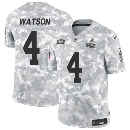 Men's Cleveland Browns #4 Deshaun Watson 2024 F.U.S.E Arctic Camo Salute To Service Limited Stitched Football Jersey - Ujersey