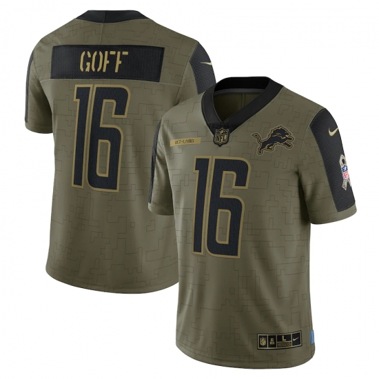Men's Detroit Lions #16 Jared Goff Nike Olive 2021 Salute To Service Limited Player Jersey - Ujersey