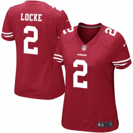 Women's Nike San Francisco 49ers #2 Jeff Locke Game Red Team Color NFL Jersey - Ujersey