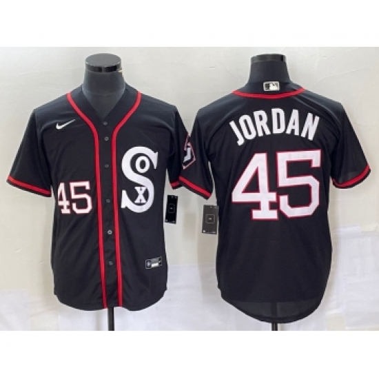 Men's Nike Chicago White Sox #45 Michael Jordan Black Retro Stitched MLB Nike Cool Base Jersey - Ujersey