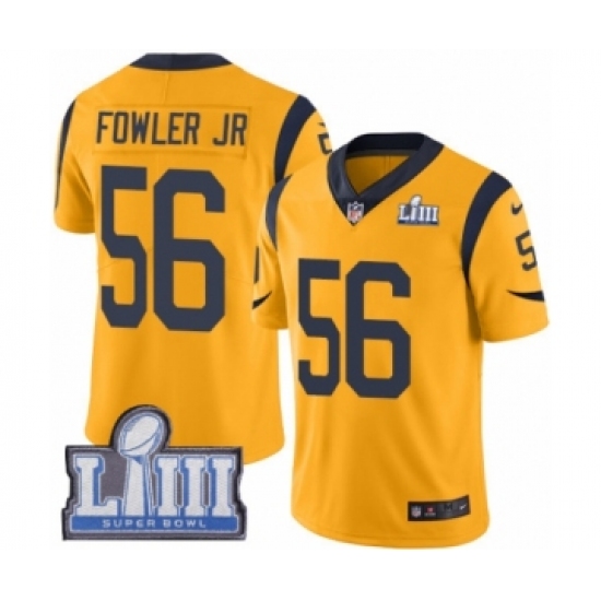 Men's Nike Los Angeles Rams #56 Dante Fowler Jr Limited Gold Rush Vapor Untouchable Super Bowl LIII Bound NFL Jersey - Ujersey