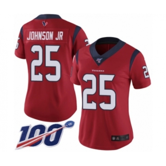 Women's Houston Texans #25 Duke Johnson Jr Red Alternate Vapor Untouchable Limited Player 100th Season Football Jersey - Ujersey