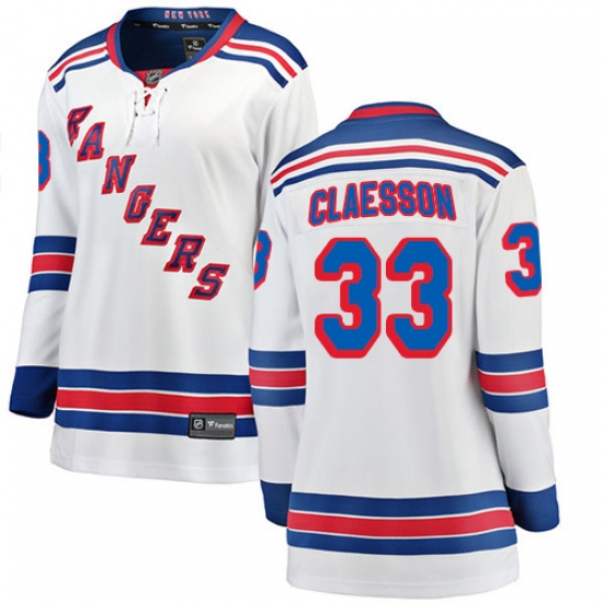 Women's New York Rangers #33 Fredrik Claesson Fanatics Branded White Away Breakaway NHL Jersey - Ujersey