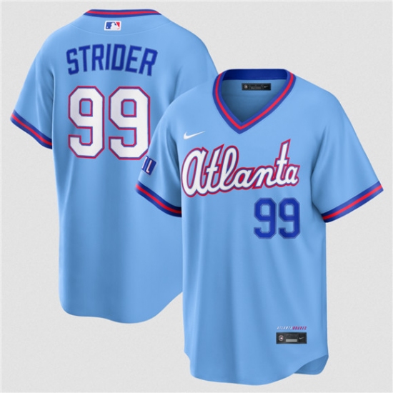 Men's Atlanta Braves #99 Spencer Strider Powder Blue 2026 City Connect Stadium Stitched Baseball Jersey - Ujersey