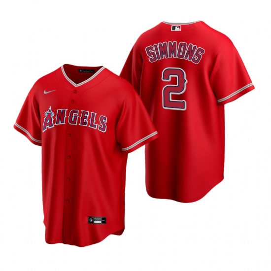 Men's Nike Los Angeles Angels #2 Andrelton Simmons Red Alternate Stitched Baseball Jersey - Ujersey