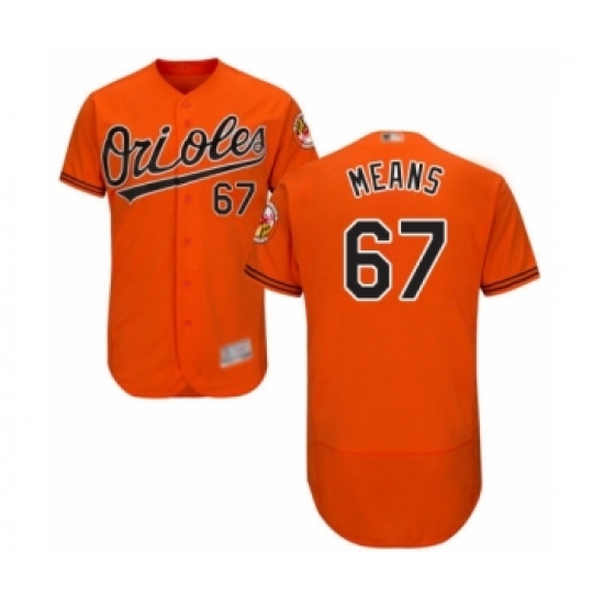 Men's Baltimore Orioles #67 John Means Orange Alternate Flex Base Authentic Collection Baseball Jersey - Ujersey