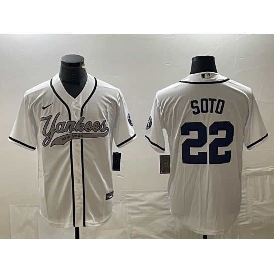 Men's New York Yankees #22 Juan Soto White Cool Base Stitched Baseball Jersey2 - Ujersey