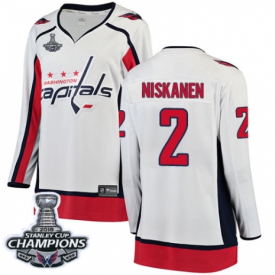 Women's Washington Capitals #2 Matt Niskanen Fanatics Branded White Away Breakaway 2018 Stanley Cup Final Champions NHL Jersey - Ujersey