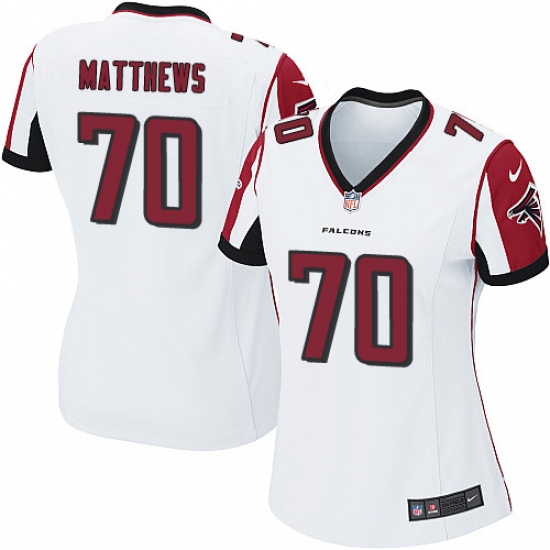 Women's Nike Atlanta Falcons #70 Jake Matthews Game White NFL Jersey - Ujersey