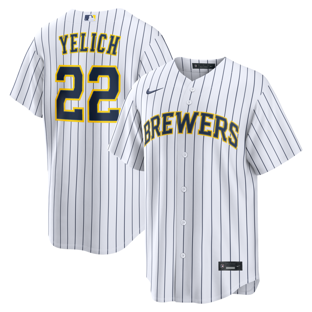 Men's Milwaukee Brewers Christian Yelich Nike White Alternate Replica Jersey - Ujersey Shop