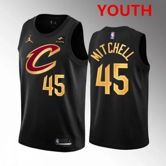 Youth Cleveland Cavaliers #45 Donovan Mitchell Black Stitched Jersey - Ujersey